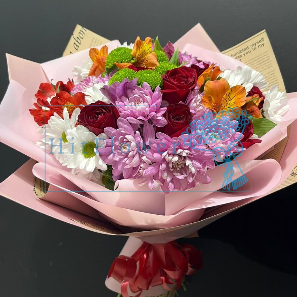 Букет цветов Сладкий сон Букет цветов из: Розы, Альстромерии и Хризантемы