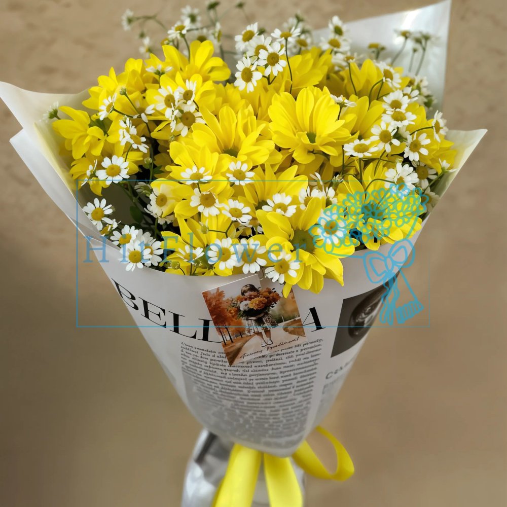 Букет цветов Желтая симфония Букет цветов из: Хризантемы